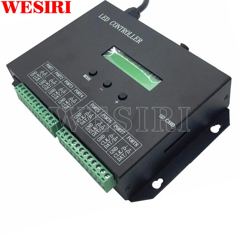 

H803SA 8port off-line/stand-alone/SD Card Full Color Pixel Controller 8192 Pixels,Can Connect DMX Console,Support Many Chips
