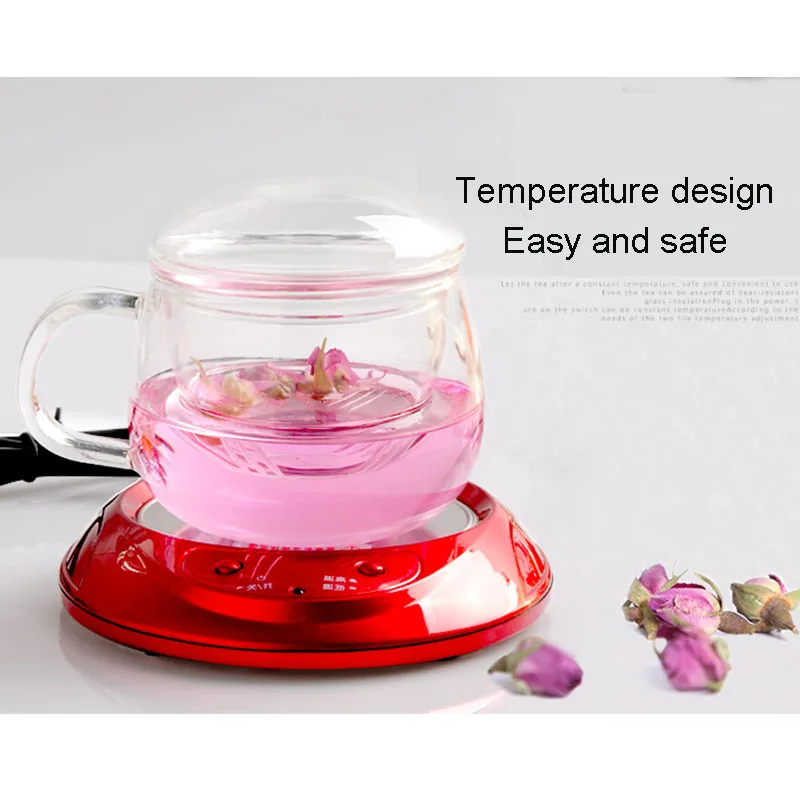 

Home Teapot Mug Heating Warmer Multipurpose Heating Pad for Desktop Heated Coffee Tea or Candle Wax Warmer Red Teapot Trivets
