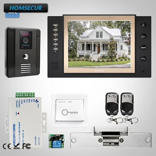 

HOMSECUR 8" Video Door Phone Intercom System Electric Strike Lock Set Included TC011-B + TM801R-B
