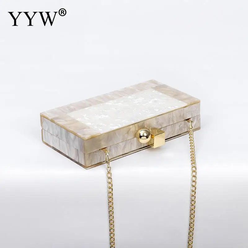  YYW Marbling white Acrylic Purse Box Clutch Luxury Handbags Women Bgas Designer Messenger Beach Tra - 33042966249