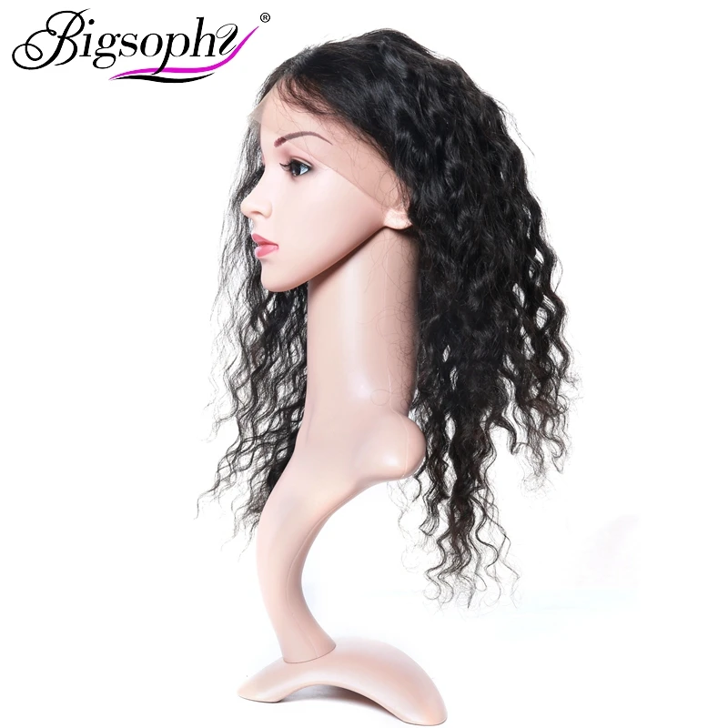 Bigsophy Brazilian 360 Lace Frontal Deep Wave Human Hair Closure With Baby Hair 100% Human Remy Hair Extensions Natural Color