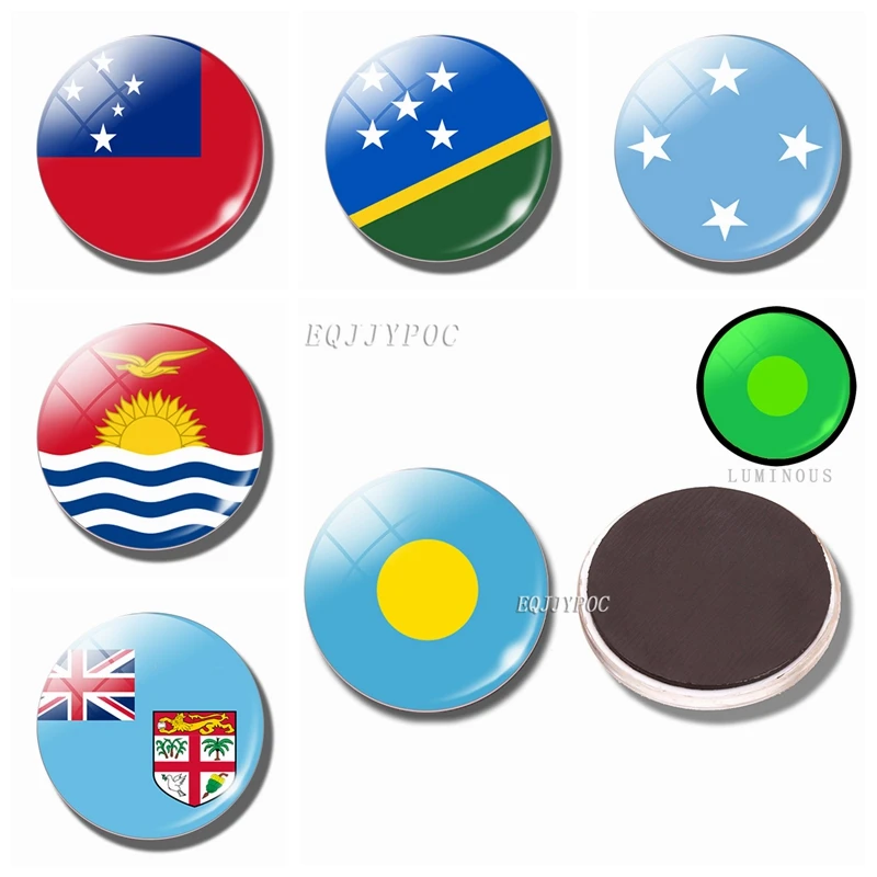 

National Flag Luminous Fridge Magnets Glass Palau Kiribati The Independent State of Samoa Solomon Islands Refrigerator Magnet