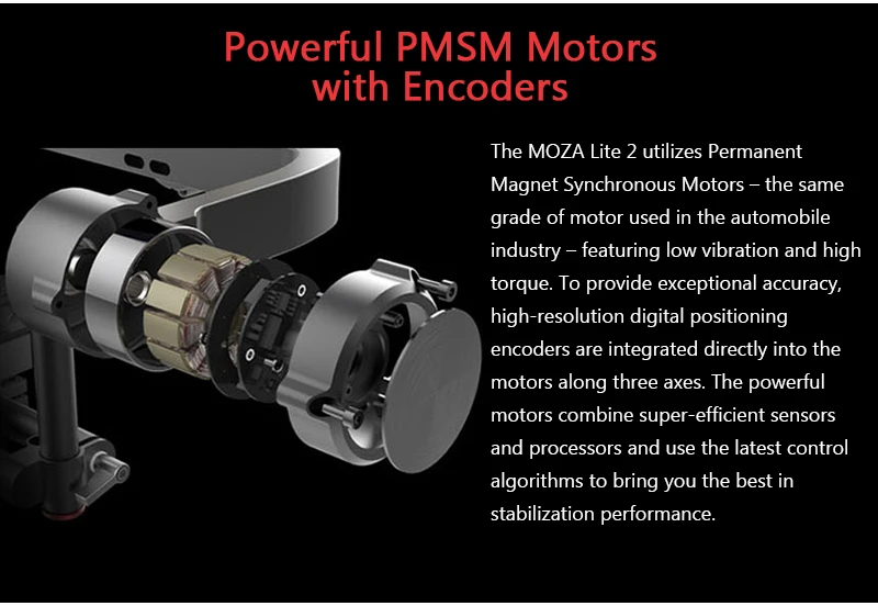 MOZA Lite 2 II Базовый комплект 3-осевой моторизованный ручной карданный Бесщеточный Стабилизатор Поддержка 5 кг Blackmagic sony A7S2 BMCC BMPCC DSLR