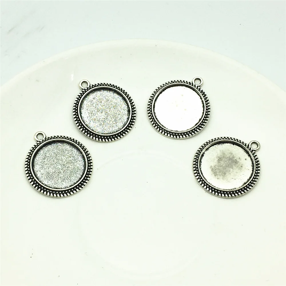 LJJAGLL (10pcs/lot) Silver Zinc Alloy Glue Set Cabochon Setting Fit