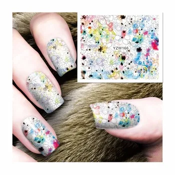 1 Sheet Nail Art Wrap Water Transfer Nails Sticker Colorful Flower Pattern Water Decals Stickers Decoration Tools Wraps 166
