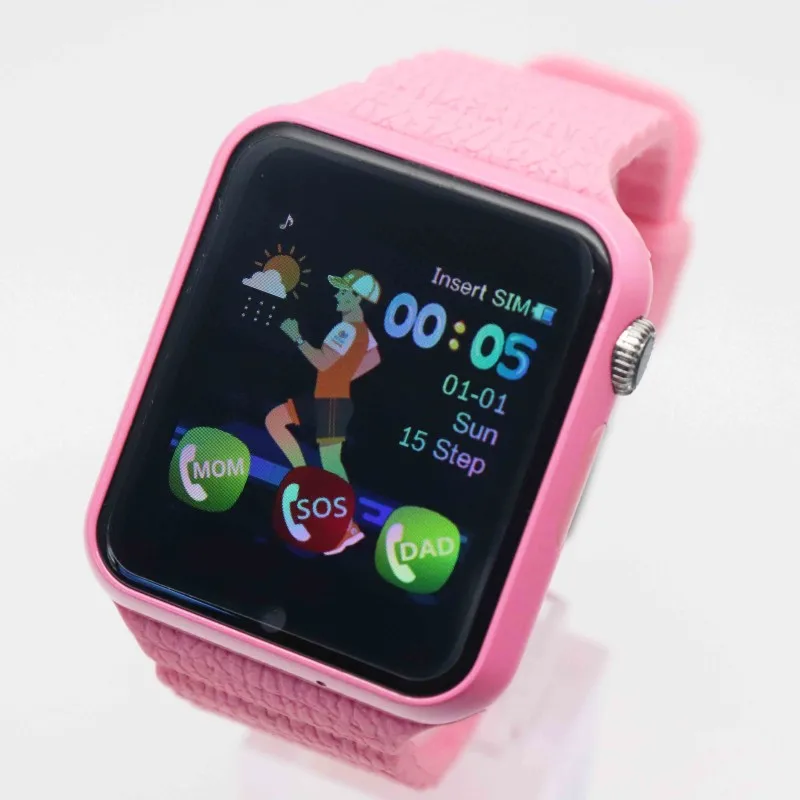 Детские часы с gps трекером, камерой SOS, водонепроницаемые умные часы, устройство определения местоположения, Цифровые Детские часы V7K - Цвет: Розовый