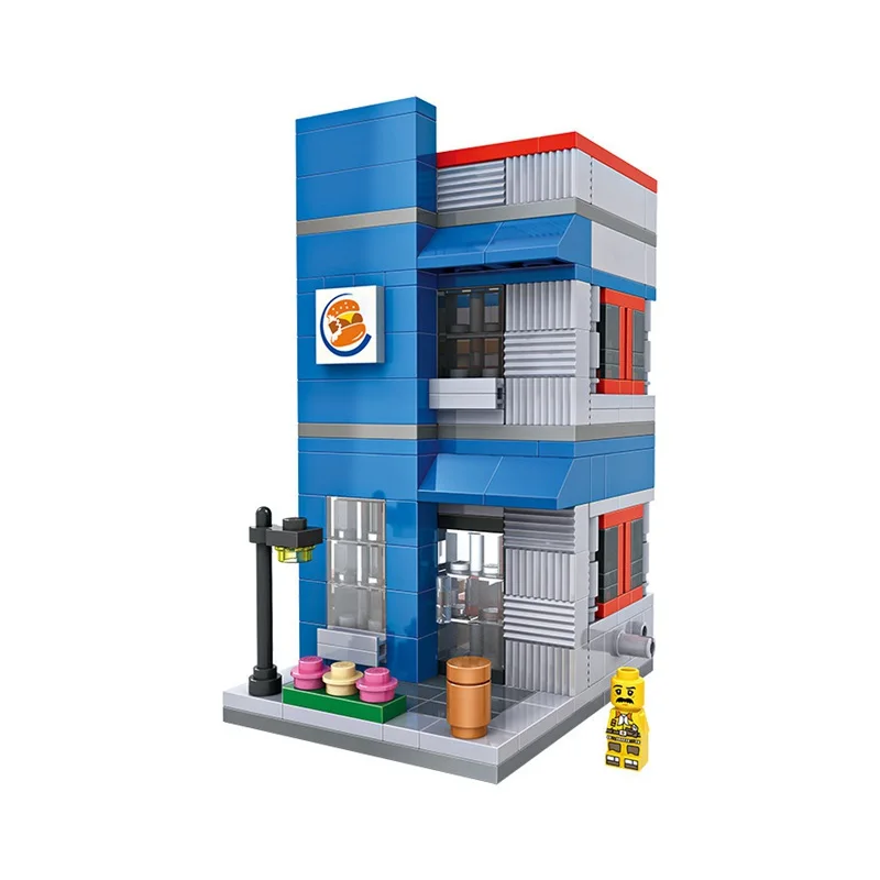 

LOZ 1602 Single Sale Mini Burger King Street View Fast Food Restaurant Assembly DIY Model Building Blocks Toys For Children