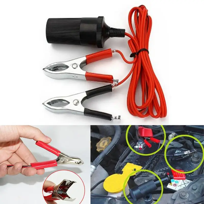 

1PCS 12V Car Battery Clip Turn Cigarette Lighter Car Battery Take Fire Line Power Connection Converter Car Cigarette Lighter