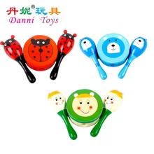 Golden Key 3pcs/set Toy Musical Instrument Kids Toys Wooden Handbell Hammer Musical Instruments Sets Children Gift