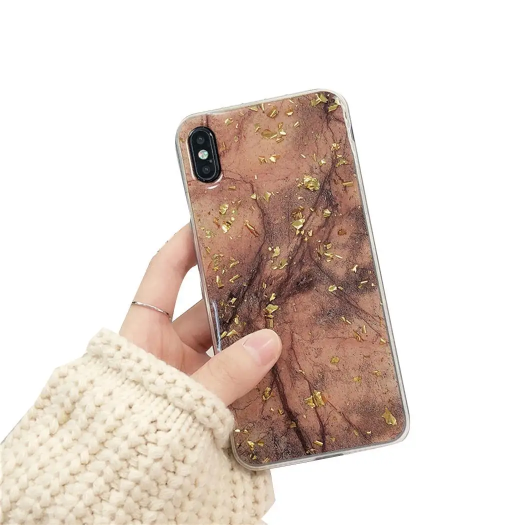 Чехлы для мобильных телефонов для iPhone 6/7/8 S/Plus/XS/XR/XSmax, ТПУ, Золотая фольга, мраморный узор, мраморный узор, унисекс, для девочек, бежевый, кофейный - Цвет: coffee 6 6s