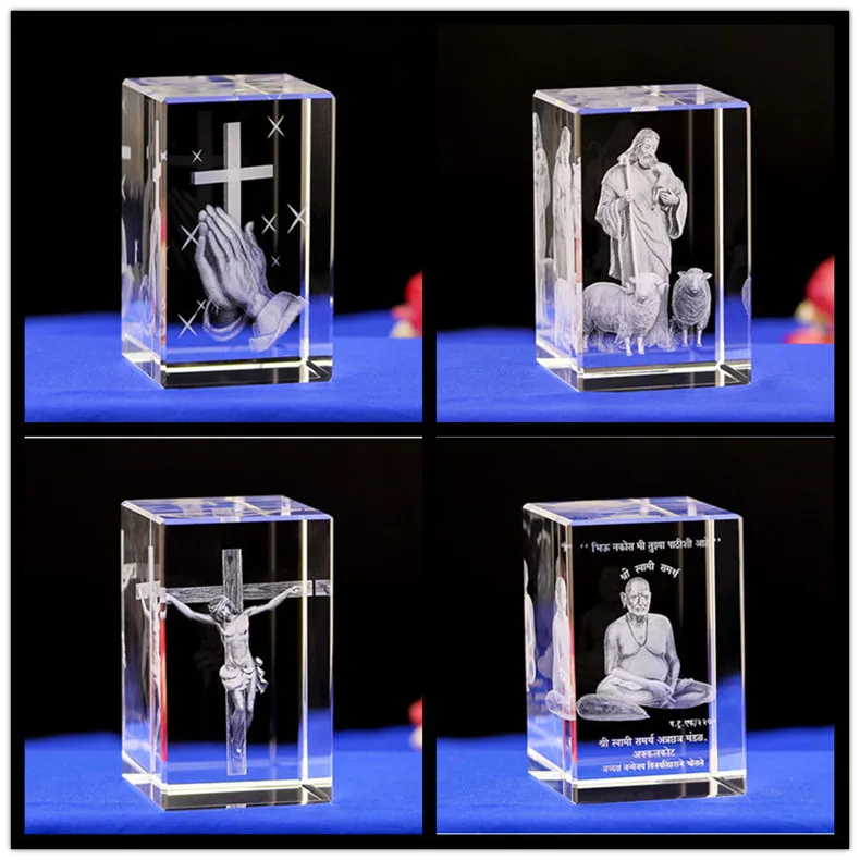 Пользовательские 3D изображения кристалл куб лазерная гравировка ребенка крещение крестины Первое причастие сувениры
