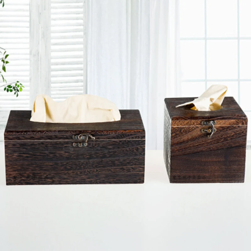 Коробка для салфеток, Высококачественная винтажная сгоревшая деревянная коробка для ящика, барный ресторан, китайский красивый держатель для салфеток, чехол прямоугольной формы