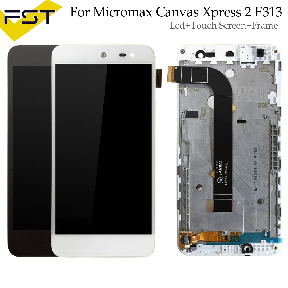 

Black/White For Micromax Canvas Xpress 2 E313 LCD Display With Touch screen digitizer LCD Assembly With Frame For Micromax E313