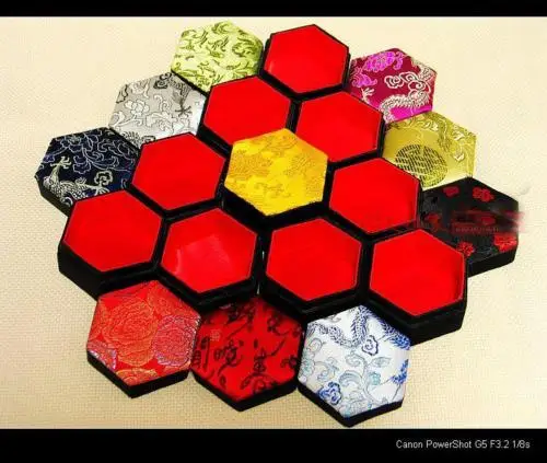 

Wholesale10pcs Chinese Fashion Handmade Vintage Hexagon Silk Jewelry Gift Box