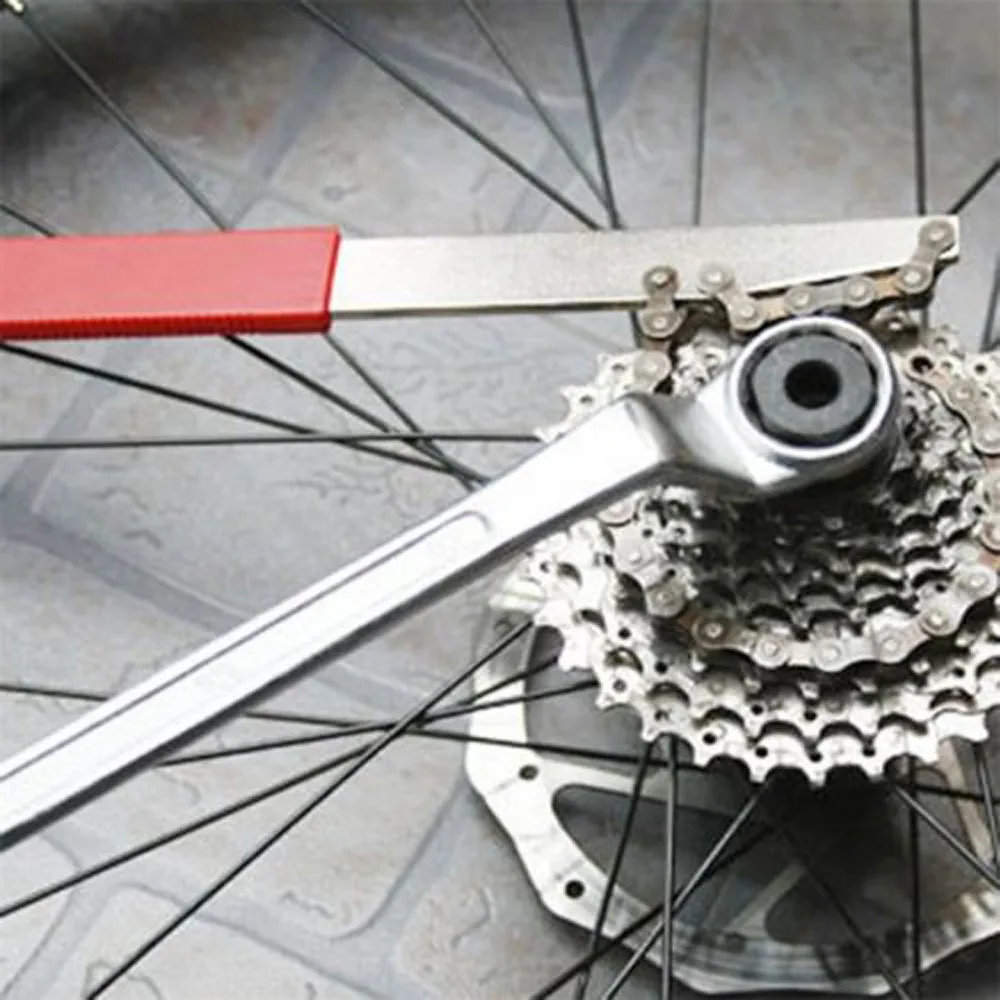 Велосипед кассета гаечный ключ для звездочки цепи кнут инструмент для ремонта 8/9/10-скорости freewheels прочный передовыми стальными 15