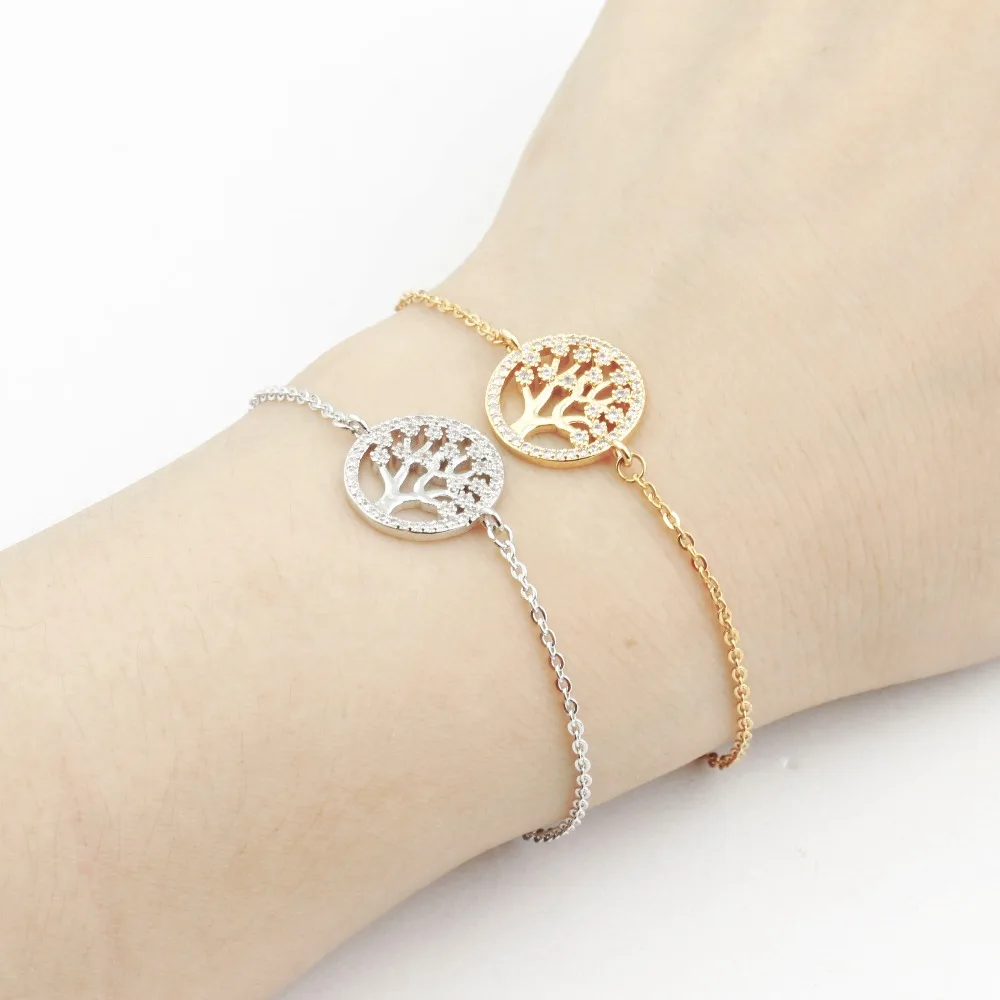 

Crystal Tree Of Life Bracelets for Women Tennis Stainless Steel Bracelets & Bangles Lucky Charms Chain Link Best Friend Gifts