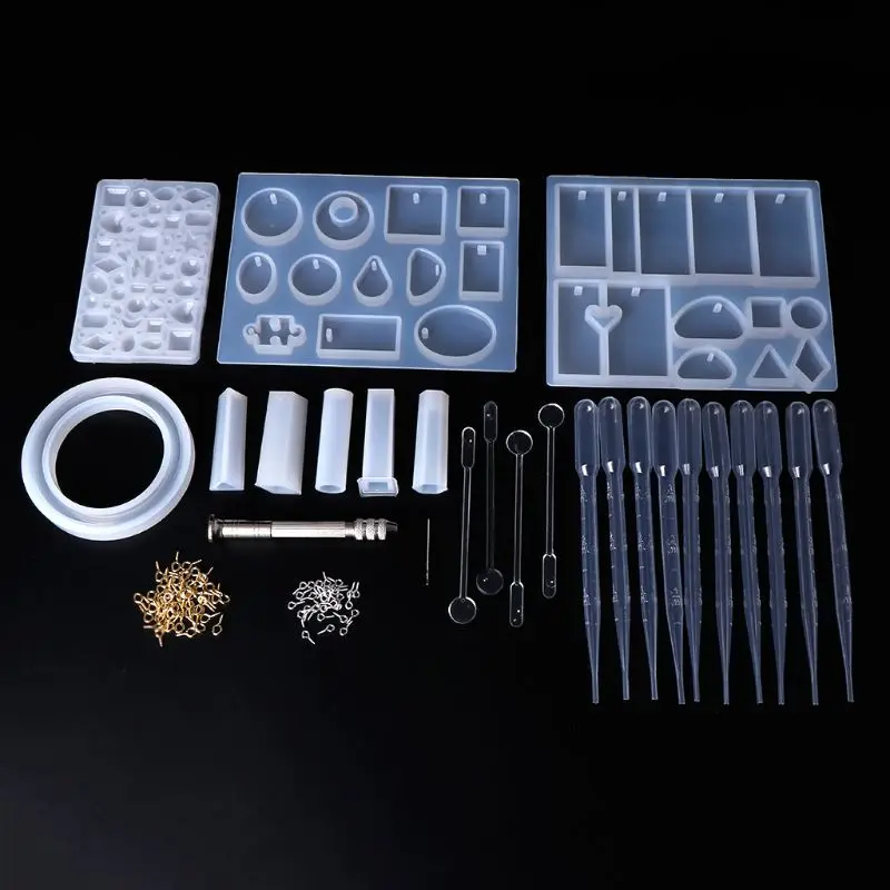 

1 Set Silicone Mold With Clasp Spoon Dropper Stick Combination Kit DIY Jewelry Making Tools Epoxy Resin Crafts W2952001