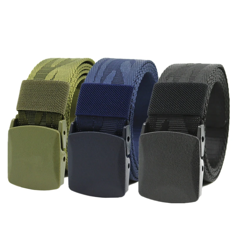 

LannyQvee Nylon Belt Plastic Buckle Unisex Army Tactical Belts Men&Women Military Waist Canvas High Quality