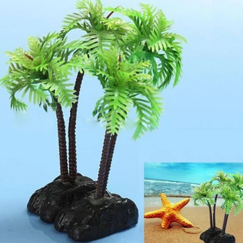 

DIY HOT SALE 2017 Plastic Coconut Tree Plant for Fish Tank Aquarium Ornament Model Building Kits