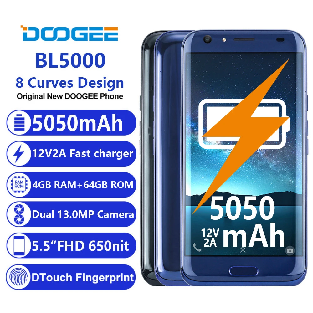 DOOGEE BL5000 mtk6750t восемь ядер смартфон с отпечатками пальцев 5 ''FHD двойной сзади 13.0MP