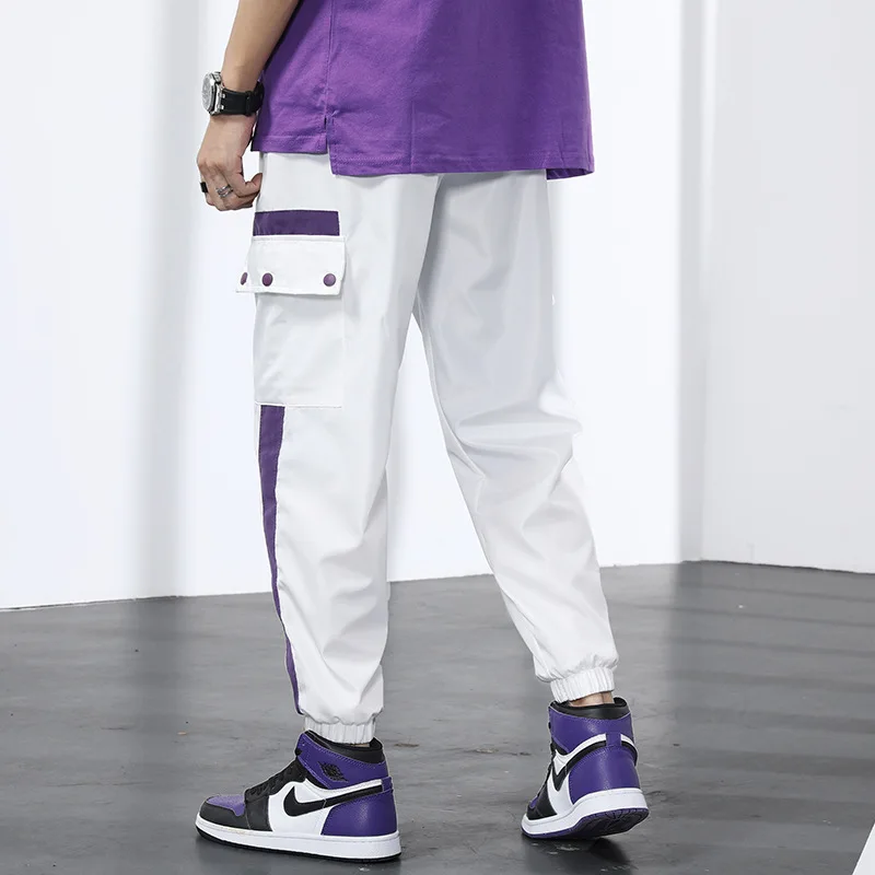 Korean fashion tide brand men's casual pants spring and summer new overalls men's beam pants multi-pocket casual pants