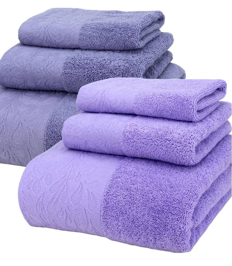 3 Pieces Cotton Towel Set Solid Luxury Bath Towel For Adults Face Body