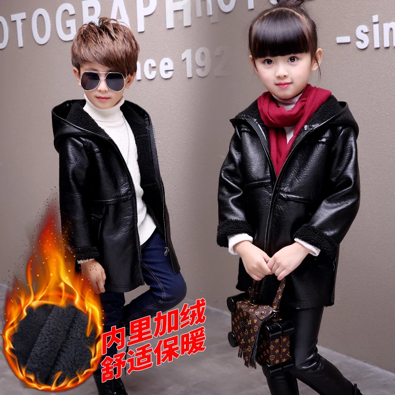

Boys Coat 2019 New PU Leather Thick Kids Casual long Jacket Boys Waterproof Spring Autumn Winter Kids Jackets And Coats 3-14Y