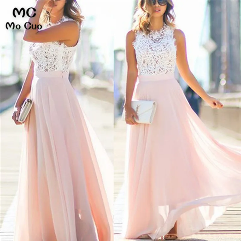 line Junior Unique Long Prom Dress Formal Blush Pink Chiffon Cheap Bridesmaid Dresses