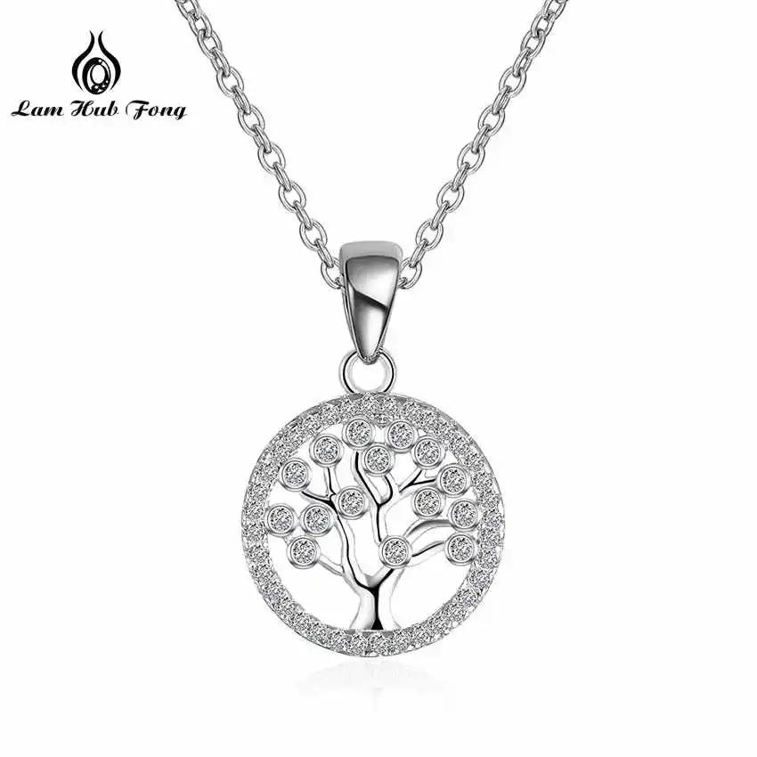 

925 Sterling Silver Tree of Life Round Pendant Necklaces Hollow for Women Fine Jewelry Gift Authentic Silver Jewelry Wholesale