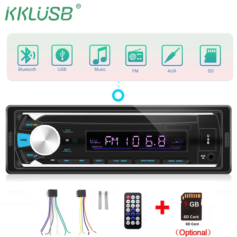 Авторадио Авто стерео 1 Din автомобильное радио 12 в bluetooth V2.0 FM Aux вход приемник