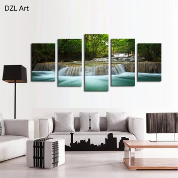 

5 Piece Stone waterfall Modern Home Wall Decor Canvas Picture Art HD Print Painting On Canvas