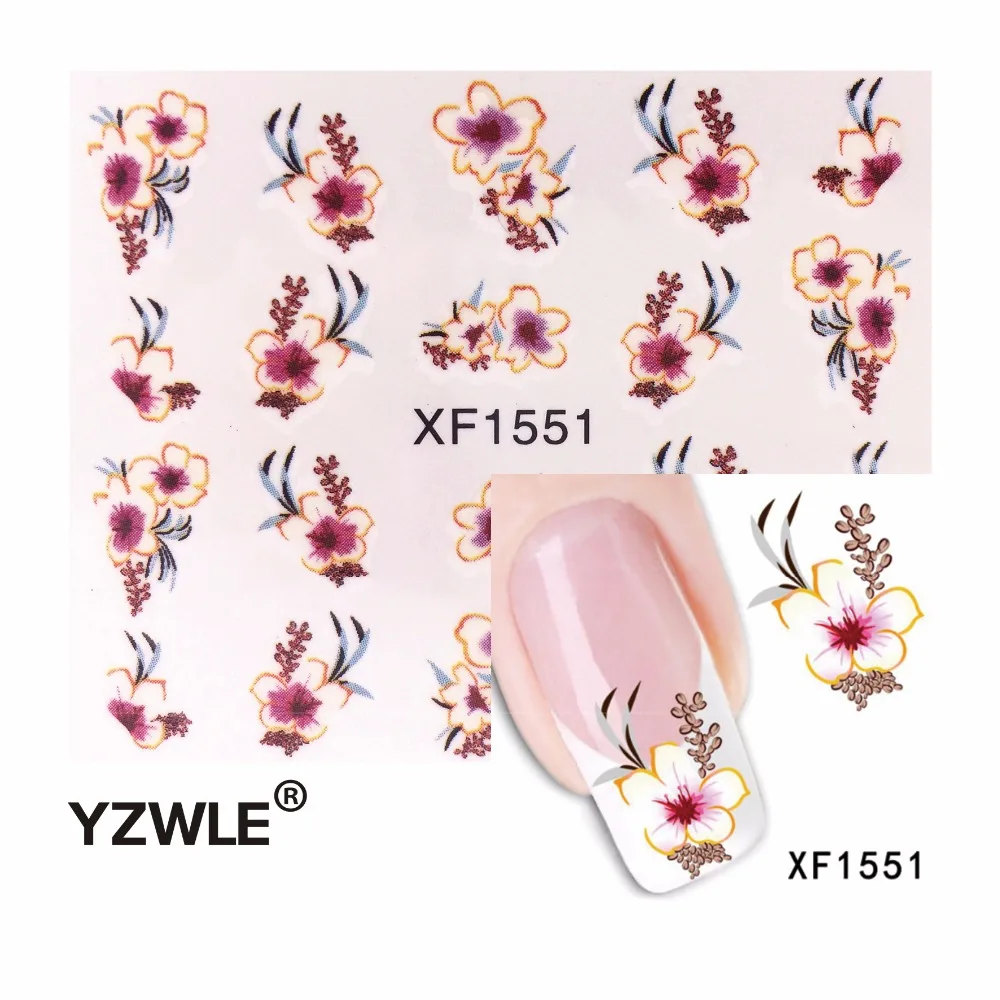 

YZWLE 1 Sheet New Arrival Water Transfer Nail Art Stickers Decal Beauty Red Flowers Design Manicure Tool