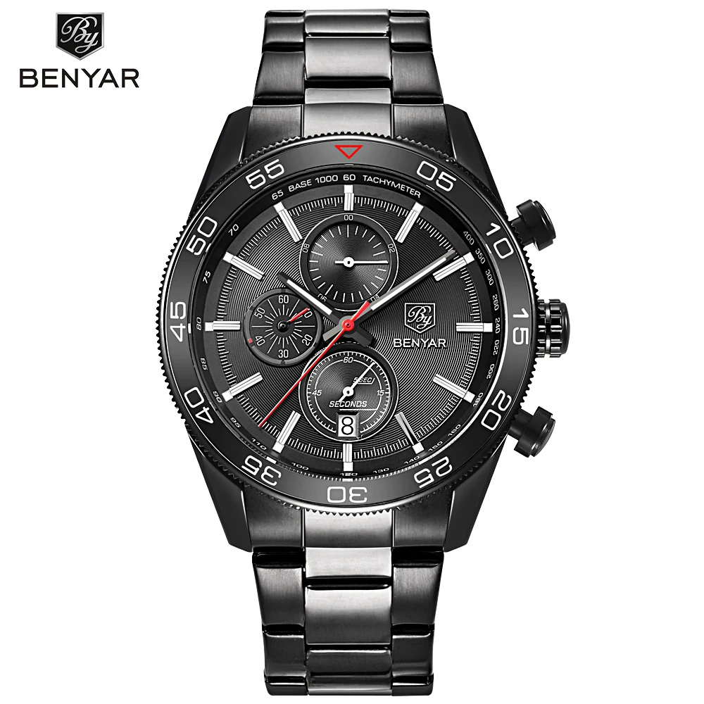 

Men's Multifunction Quartz Watch Luxury Brand BENYAR Men Watches Male Chronograph Waterproof Clock Wristwatch Relogio Masculino
