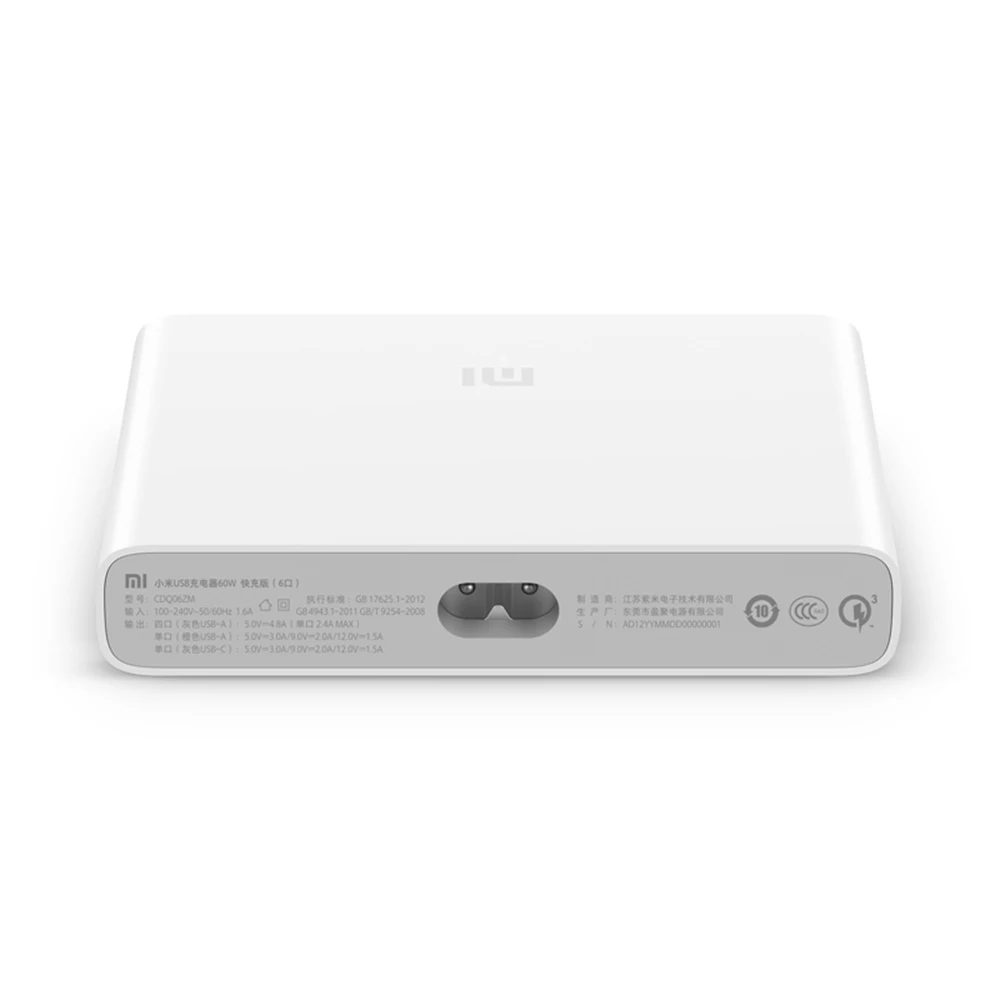 Оригинальное зарядное устройство Xiaomi Mijia USB C 60 Вт Type и A 6 портов выход двойной QC 3 0