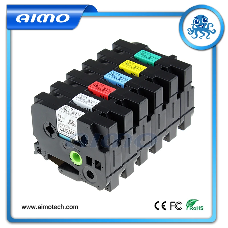 

6pcs 18mm compatible label tape tze141 tze241, tze441, tze541, tze641, tze741 for brother p touch printer with good quality