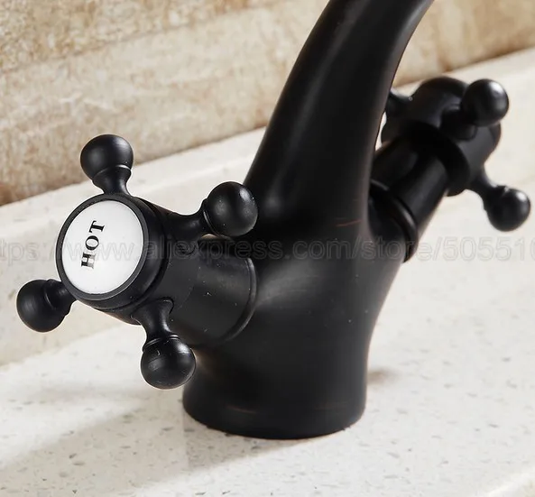 Basin Faucets Oil Rubbed Bronze Bathroom Sink Faucet Double Cross Handle Bath kitchen Mixer Hot and Cold Tap znf274