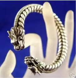 Редкий тибетский серебряное гравированное дракон браслет Бесплатная доставка A5