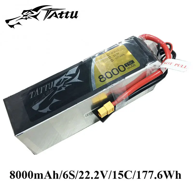 

TATTU 6S Lipo Battery Pack 8000mAh 15C RC Battery with XT60 Plug 22.2V Batteries for Drone Quadcopter Aerial Video FPV