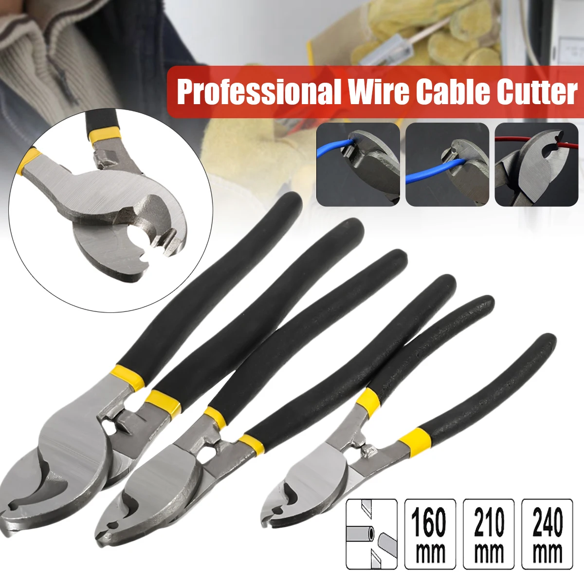 

Professional Heavy Duty Copper Cable Insulation Wire Stripper Cutter Rope Cutting Stripping Plier Electrical Tools Set 6/8/10