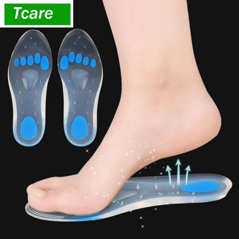 1Pair Foot Massage Silicone Insoles Plantar Fasciitis Shoe Inserts for