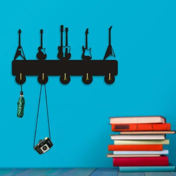 

1Piece Guitars Wooden Wall Hook Coat Hat Bag Clothes Hanger Music Instrument Organizer Key Holder Wall Decor Gift For Guitarist