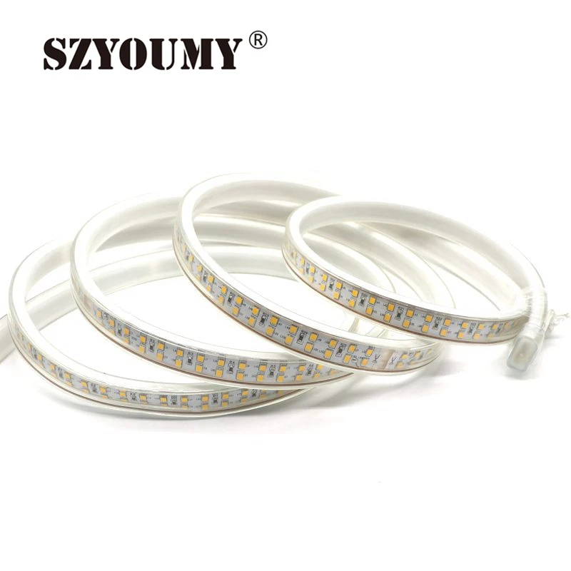 Szyoumy SMD 2835 Светодиодная лента 220 В 208 светодиодный/м Двухрядные светодиодные ленты Гибкие светящиеся полосы для украшения дома сада 50 м