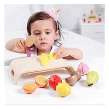 N184 Новые горячие игрушечные фрукты детские деревянные листья разрезать овощи кухонные игрушки