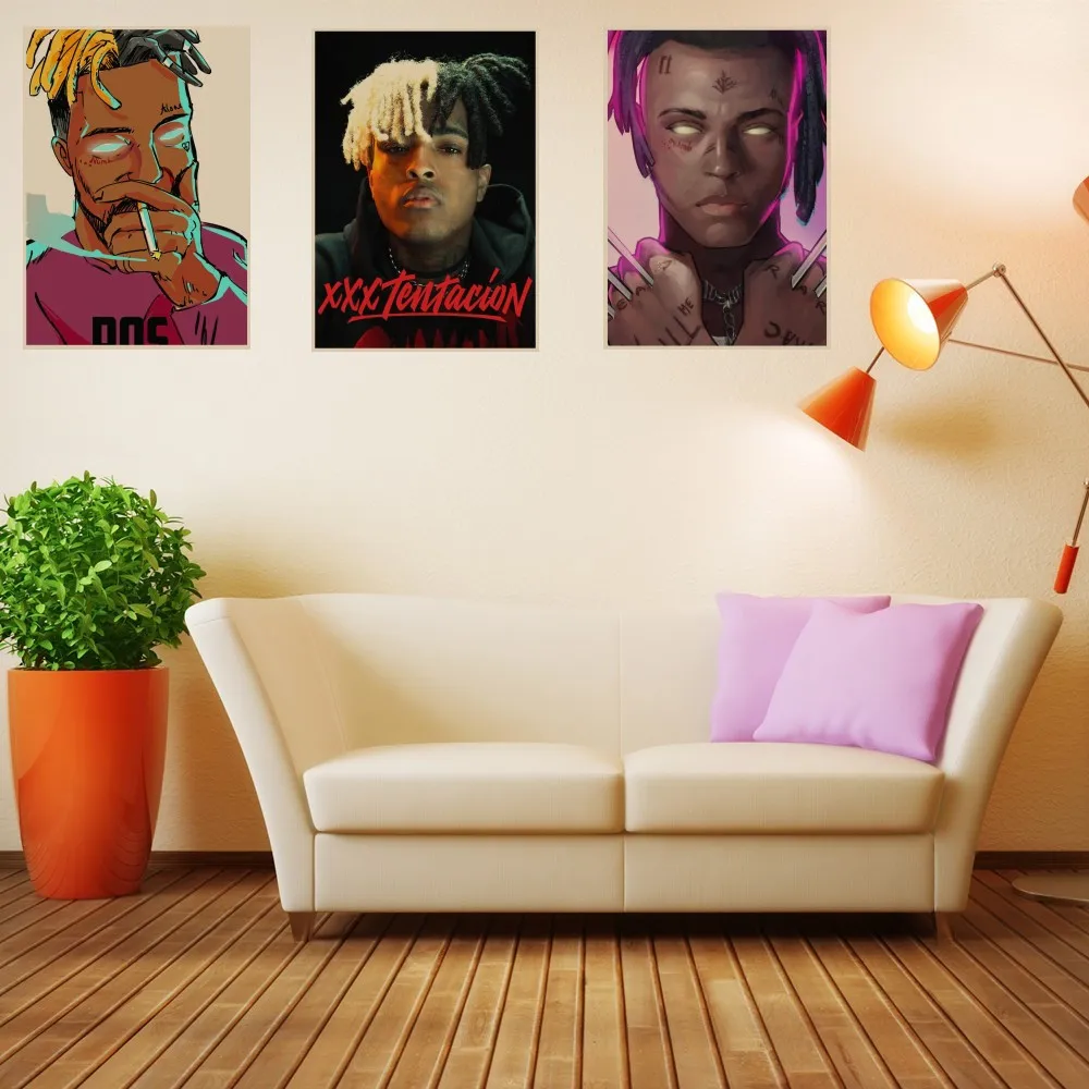 

XXXTentacion Poster lil peep Hip Hop Art Poster Kraft paper Vintage Painting Print Bar Cafe Wall Poster 2019 style buy 3 get 4