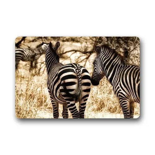Memory Home Custom Zebra Stripe Print Animal Doormat Machine Washable Non woven Fabric Non slip