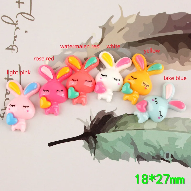 

20Pcs/lot Flat Back Resin Cabochons Kawaii Rabbit Resin Cabochon Flatbacks Phone Hairbow Decoration Embellishments Craft 18*27mm