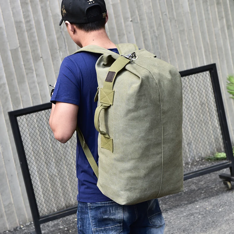  Man Travel Backpack Large Capacity Mountaineering Hand Bag High Quality Canvas Bucket Shoulder Bags - 32822776764