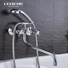 LEDEME двойной ручкой кран для ванны/душа набор медный душ тела с головкой ABS насадка душа для ванной L2611