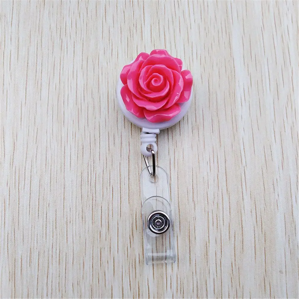 rose red 1 шт. выдвижной держатель значок медсестры катушка выставочный держатель для ключей ID Имя держатель для карт школьные принадлежности цветок розы - Цвет: rose red