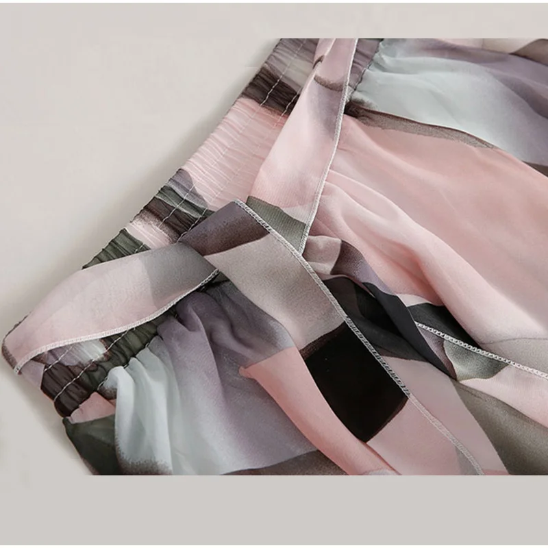 Plus Size Women Vintage Floral Print Ankle Length A Line Chiffon Skirt 3Xl 5Xl Bow Tie Casual Female Stylish Chic Skirts Mujer